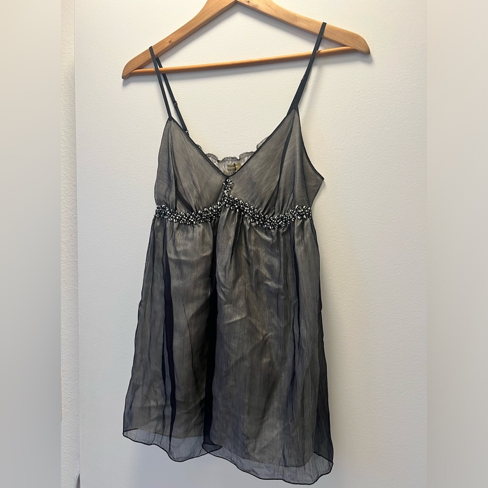 NWT Max Studio 100% Silk Beaded Cami, Size Large
